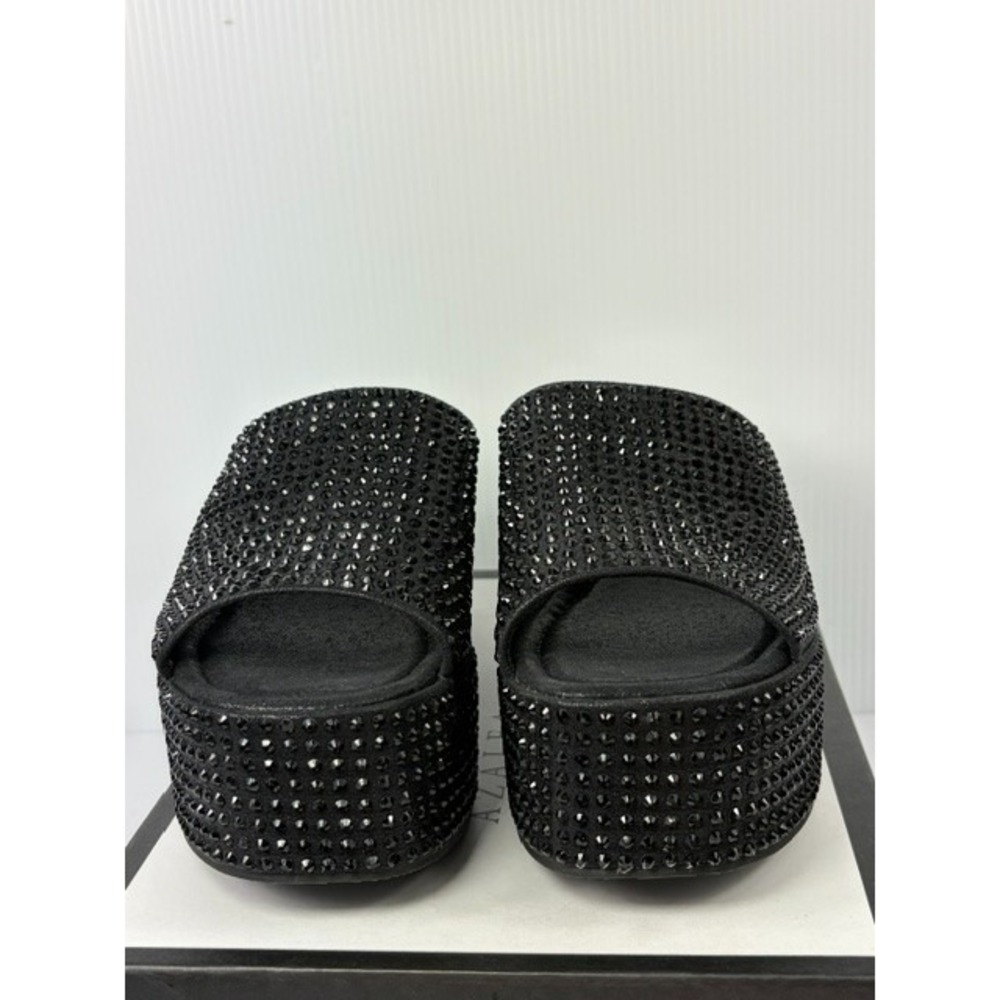 Azalea Wang Arachna Black Rhinestone Platform Wedge Slide Sandals Womens 8.5 - Picture 5 of 16